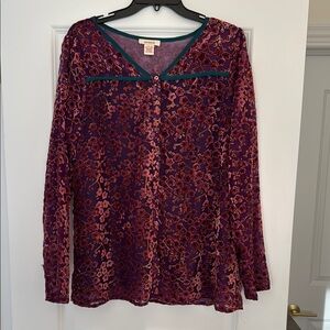Sundance Floral Burnout Velvet Long Sleeve Top